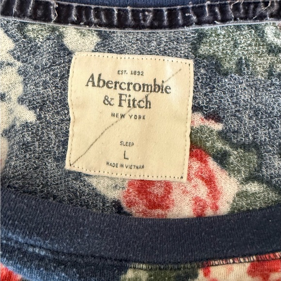 Abercrombie & Fitch Navy Sweatshirt with Red Floral Print - Picture 2 of 2
